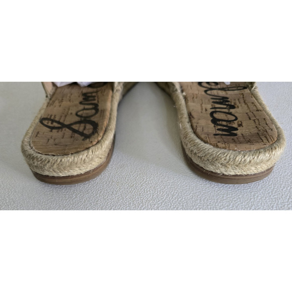 SAM EDELMAN ANDY GOLD LEATHER SANDALS ESPADRILLES SIZE 8 M - Picture 6 of 8